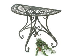 4260407938337 - - DanDiBo Tisch Halbrund Wandtisch Halbtisch 130434 Beistelltisch aus Metall 90 cm Gartentisch Konsole