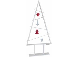 4057984006234 - X-Mas Holzbaum 78 cm mit 15 LEDs & Baumschmuck - Weiss Rot LED warmweiss