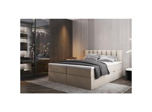 5904347104016 - Palermo Boxspringbett 200x200 mit Bettkästen H3 Matratze Hellbeige - Trada