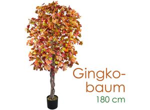 4260360537073 - Ginkgo Ginkgobaum Kunstpflanze Künstliche Pflanze 180 cm Kunstbaum mit Echtholz Innendekoration Kunst Pflanze wie echt im Topf Decovego