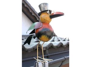 4260407934360 - Dandibo - Rabe Figur Deko für die Dachrinne 30 cm Bunt Vogel Metall 2344 Dachschmuck Dachrinnenfigur Gartendeko Modern