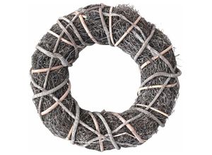 4057984006821 - Mm_unverified_brand - Natur- Holzkranz ummantelt 48 cm weiß gekalkt Dekokranz - Braun weiss