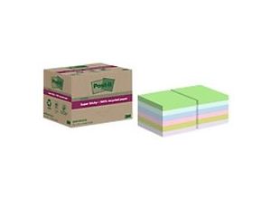 4064035060862 - Post-it Super Sticky Recycelte Haftnotizen 76 x 76 mm Farbig sortiert 70 Blatt 12 Blöcke