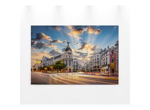 4059432205169 - Leinwandbild AS CRÉATION Gran Via Bilder Gr B H 90 cm x 60 cm Querformat 1 St bunt (grau grün gelb) Leinwandbilder Madrid Keilrahmen Großstadt Bild Spanien