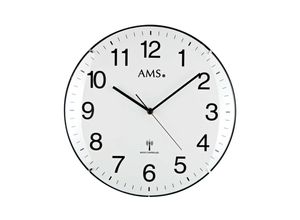 4037445152151 - Funkwanduhr AMS F5960 Wanduhren Gr Ø 32cm weiß Wanduhr Ø 32 cm gute Ablesbarkeit Schlafzimmer Wohnzimmer Küche