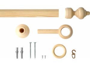 4015161429146 - Gardinenstange Trend Gardinenstangen Gr L 140 cm Ø 28 mm 1 läufig beige (kiefer) Gardinenstangen Deckenmontage