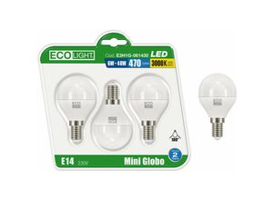 8050390012208 - Eco-light - Kit 3 led -Glühbirnen in Miniglobo E14 Ecolight - 6W