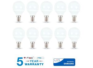 0636339775137 - Vtac - 10 v-tac samsung LED-Glühbirnen E14 55W mini globe warm natural VT-236 -Kalt