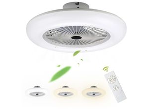 9441002150125 - Hengda - Deckenventilator Led mit Beleuchtung Fan Einstellbare Windgeschwindigkeit für Wohnzimmer Esszimmer Schlafzimmer - Weiß