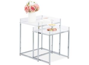 4052025279325 - Beistelltisch im 2er Set eckig modernes Design Acryltisch für Wohnzimmer hbt 49 x 40 x 35 cm transparent - Relaxdays