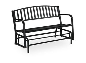 4052025310004 - Schaukelbank Stahl 220 kg Traglast 2 Sitzer Bank mit Schaukelfunktion HxBxT 86 x 127 x 69 cm schwarz - Relaxdays