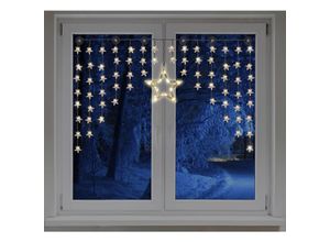 4260461479203 - Spetebo - led Sternen Lichtervorhang warm weiß - 140 cm - Deko Lichterkette mit 90 led für Innen und Außen