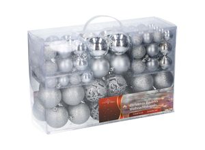 4260461476004 - Spetebo - Christbaumkugeln im 100er Set - 3 Farben wählbar - Material Kunststoff (Silber)