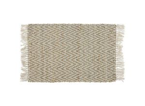 4251682249676 - Beliani - Teppich Beige Jute und Baumwolle 50x80 cm Kurzflor Zacken Muster Boho Stil rechteckig Wohnzimmer Arbeitszimmer Schlafzimmer Flur Diele