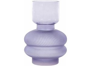 4251682294669 - Beliani - Blumenvase Violett Glas 24 cm Organische Form mit Schmalem Hals Rillen Modern Tischdeko Wohnaccessoires Deko Glasvase für Wohnzimmer