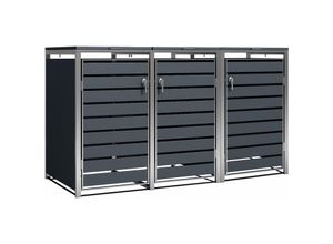 4067673005462 - Mülltonnenbox-Set für drei Mülltonnen Anthrazit ral 7016 Edelstahl Mülleimerbox - Zelsius 4067673005462 - Mülltonnenbox-Set für drei Mülltonnen Anthrazit ral 7016 Edelstahl Mülleimerbox - Zelsius