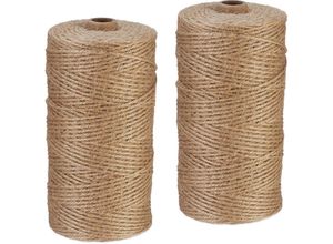 4052025460433 - Juteschnur 2 mm 2 Rollen Jutegarn je 250 m biologisch abbaubar Basteln Garten Verpackung Kordel natur - Relaxdays