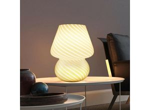 9075289915704 - Kinsi - Pilz-Tischlampe Glas-Nachtlicht-Schlafzimmer Nachttischlampe (weiß)