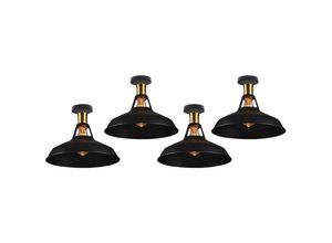 6033797090743 - Axhup - Deckenlampe 27cm Deckenleuchte Industriell Vintage Eisen Lampenschirm Schwarz Lampe für Flur Balkon Treppe - 4 Pack