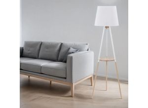 4251334765547 - Licht-erlebnisse - Dreibein Stehleuchte vaio Weiß Holz skandinavisch - Beige Weiß