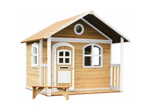 Image of Spielhaus Milan aus fsc Holz Outdoor Kinderspielhaus mit Veranda für den Garten in Braun & Weiß Gartenhaus für Kinder mit Fenstern - Braun - AXI