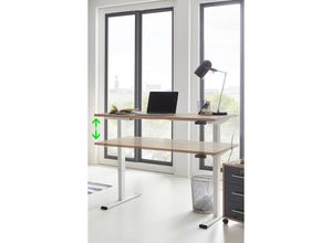 4260593575903 - Schreibtisch höhenverstellbar eDition 138 x 67cm Eiche Sonoma  Weiß - natur - Bmg Möbel