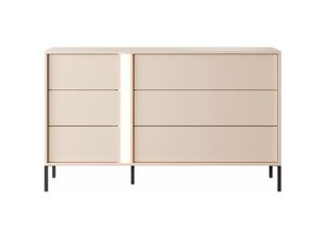 5905351247959 - Furnix - dasti 138 6S Kommode Metallfüßen Kommode B1373 x H814 x T395 cm Beige