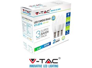 0619793863534 - Vtac - 3 led glühbirnen E14 55 w 40 w v-tac candela flamme-warm