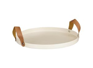 8720362281993 - - Mica Tablett Cadiz rund beige aus Eisen ø 25 cm Dekorative Platte