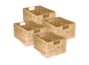 4010537372460 - HMF 37241-S4 Aufbewahrungskorb faltbarer Korb geflochten aus Wasserhyazinthe Seegras 4er Set Größe L 36 x 28 x 20 cm