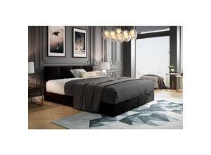 5904347102159 - Royal Boxspringbett 160x200 mit Bettkasten Bonell H3 mit Topper Schwarz - Trada