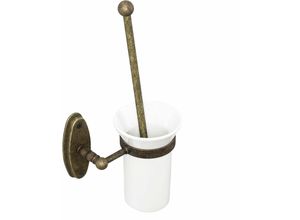 4251756342050 - Licht-erlebnisse - Toilettenbürste aus Messing Glas mit Halterung rostfrei Handarbeit wc Bürste Toilette - Bronze Antik