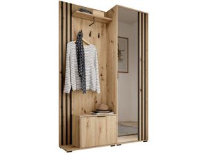 5904948694688 - Garderobe mit Spiegel Flurgarderobe Schrank Kompaktgarderobe Dielenschrank Wandschrank Regal Diele & Flur Kleiderschrank Schuhschrank 135x197x34 cm