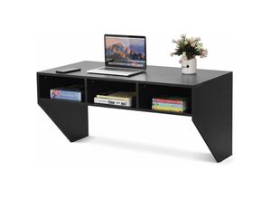 0661706080859 - Goplus - Wandtisch Schreibtisch mit 3 Faecher Wandschrank Wandmontage für pc Laptop Lackierte Oberflaeche Modern für Arbeitszimmer Wohnzimmer