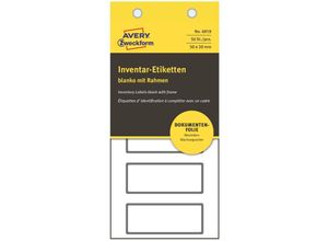 4004182069196 - AVERY® Zweckform Inventaretiketten 50 x 20 mm blanko mit Rahmen abziehsichere Folie weiß-schwarz 50 Stück