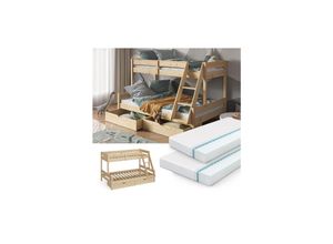4066731227327 - VitaliSpa Hochbett Kinderbett Spielbett Everest Natur modern 120x200 Massivholz Kinderzimmer Bett Lattenrost Bettleiter Kletterbett Doppelbett Geschwisterbett Bettschublade Rollschublade Matratze 4066731227327 - VitaliSpa Hochbett Kinderbett Spielbett Everest Natur modern 120x200 Massivholz Kinderzimmer Bett Lattenrost Bettleiter Kletterbett Doppelbett Geschwisterbett Bettschublade Rollschublade Matratze