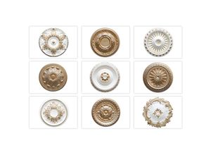 4251769659138 - Design - Stuckrosette aus eps Styropor gold - Deckenrosette Stuck Wanddeko Wohnzimmer R-17 - ø 28cm super gold