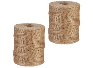 4052025460440 - Juteschnur 3 mm 2 Rollen Jutegarn je 300 m biologisch abbaubar Basteln Garten Verpackung Kordel natur - Relaxdays