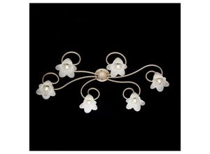 8050713215071 - Bonetti Illumina - Flowers Deckenlampe aus Eisen Elfenbein Gold sechs Lichter Lampenschirme 99x50x h17 cm