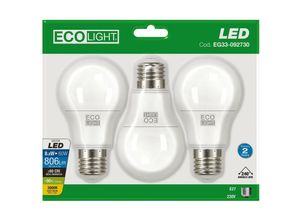 8050390012277 - Eco-light - Kit 3 led -Lampen E27 Ecolight led - 12W 8050390012277 - Eco-light - Kit 3 led -Lampen E27 Ecolight led - 12W