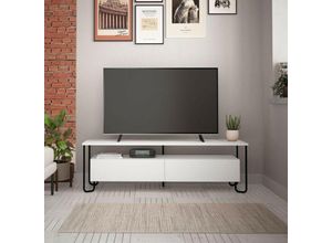 0645656392736 - Toscohome - TV-Ständer 150x45h cm mit zwei Türen in weiß - Cornea