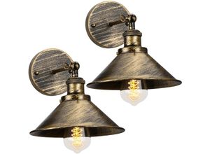 6033797018389 - Axhup - 2er Wandleuchte Vintage Industrielle Wandlampe aus Metall mit Ø22cm Lampenschirm für Schlafzimmer Wohnzimmer Esszimmer (Bronze)