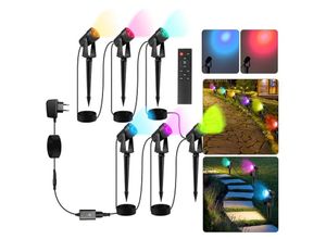 9441001384033 - 6tlg led Gartenstrahler mit Erdspieß Außenstrahler Gartenbeleuchtung mit Stecker Wasserdicht IP65 rgb - rgb - Vingo