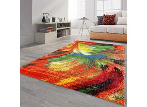 4065975021562 - Vimoda - Teppich Kurzflor Bunt Wohnzimmer Patchwork Wellen Punkte Farbig Modern120x170 cm B418