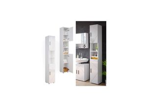 4251421954847 - Badschrank Hochschrank Badezimmerschrank Irma Weiss Badregal 6 Fächer 4251421954847 - Badschrank Hochschrank Badezimmerschrank Irma Weiss Badregal 6 Fächer