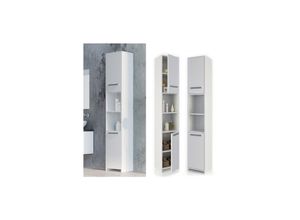 4260486832564 - VICCO Badschrank KIKO 190 x 30 cm Weiß - Badezimmerschrank Hochschrank Regal Badregal