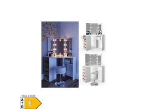 4251421938755 - Eckschminktisch Arielle Weiß Sonoma 110 cm mit LED Beleuchtung und Hocker Vicco