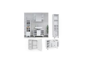 4251421953314 - Badmöbel Set 3tlg Fynn Spiegelschrank Waschbeckenunterschrank Hochschrank