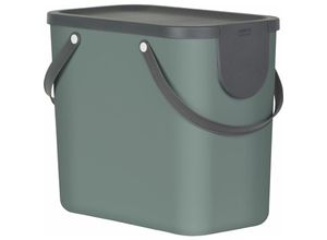 7610859202482 - Rotho Mülleimer Trennsystem ALBULA 25 Liter Stapelbares Recycling Müllsystem für die Küche Farbe mistletoe green