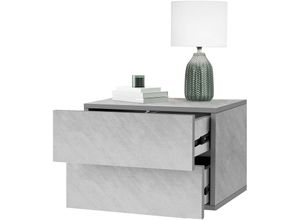 Image of Nachttisch hängend mit 2 Schubladen, 42x29x30 cm, Grau/Betonoptik - Ml-design